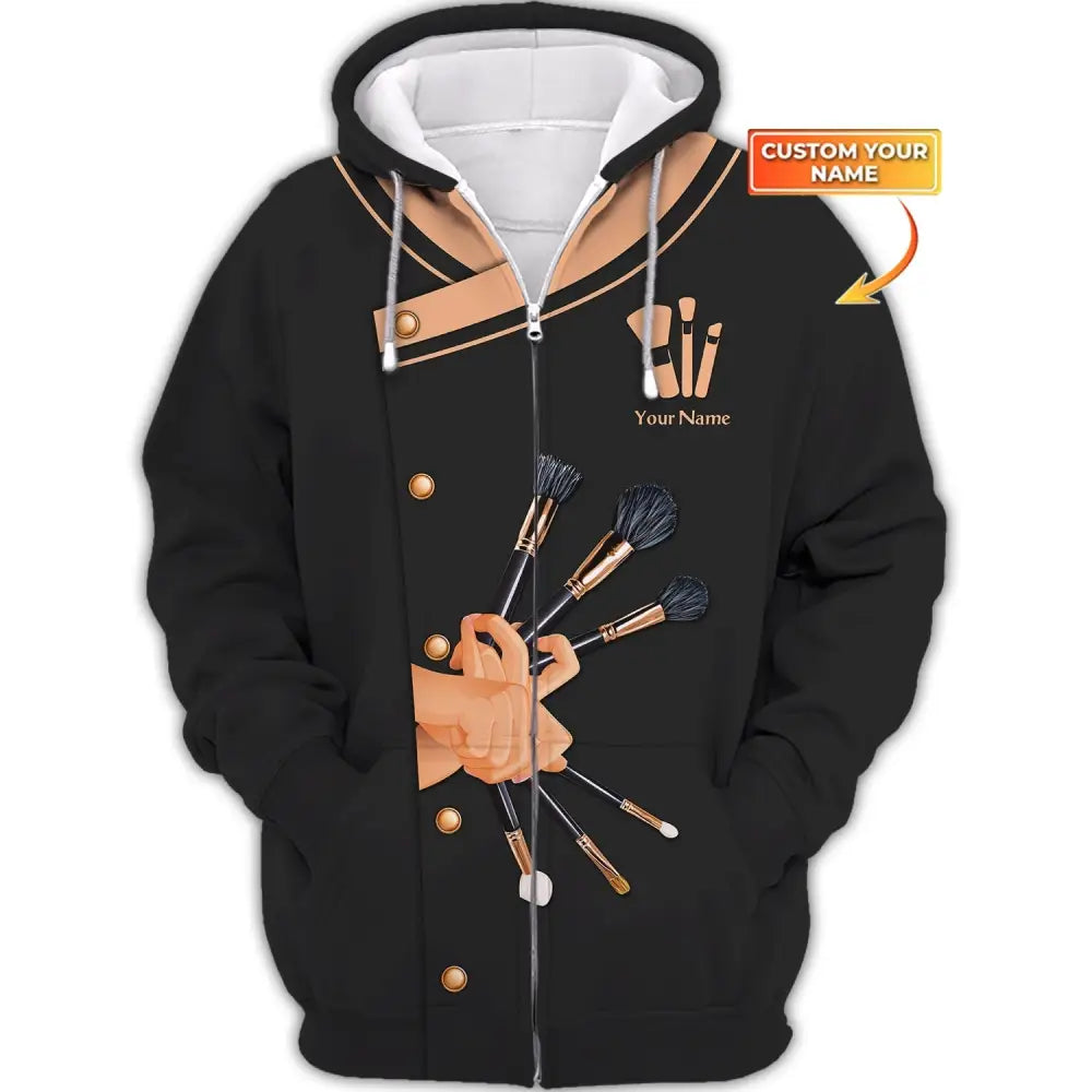 Women Shirt Makeup Artist Hoodie Sportwear Zipper / S T-Shirt