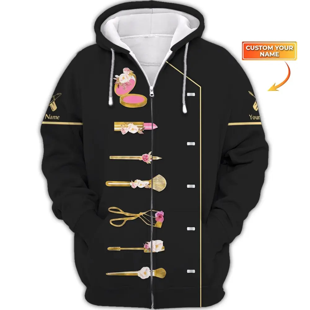 Women Shirt Makeup Artist Hoodie Sportwear Zipper / S T-Shirt