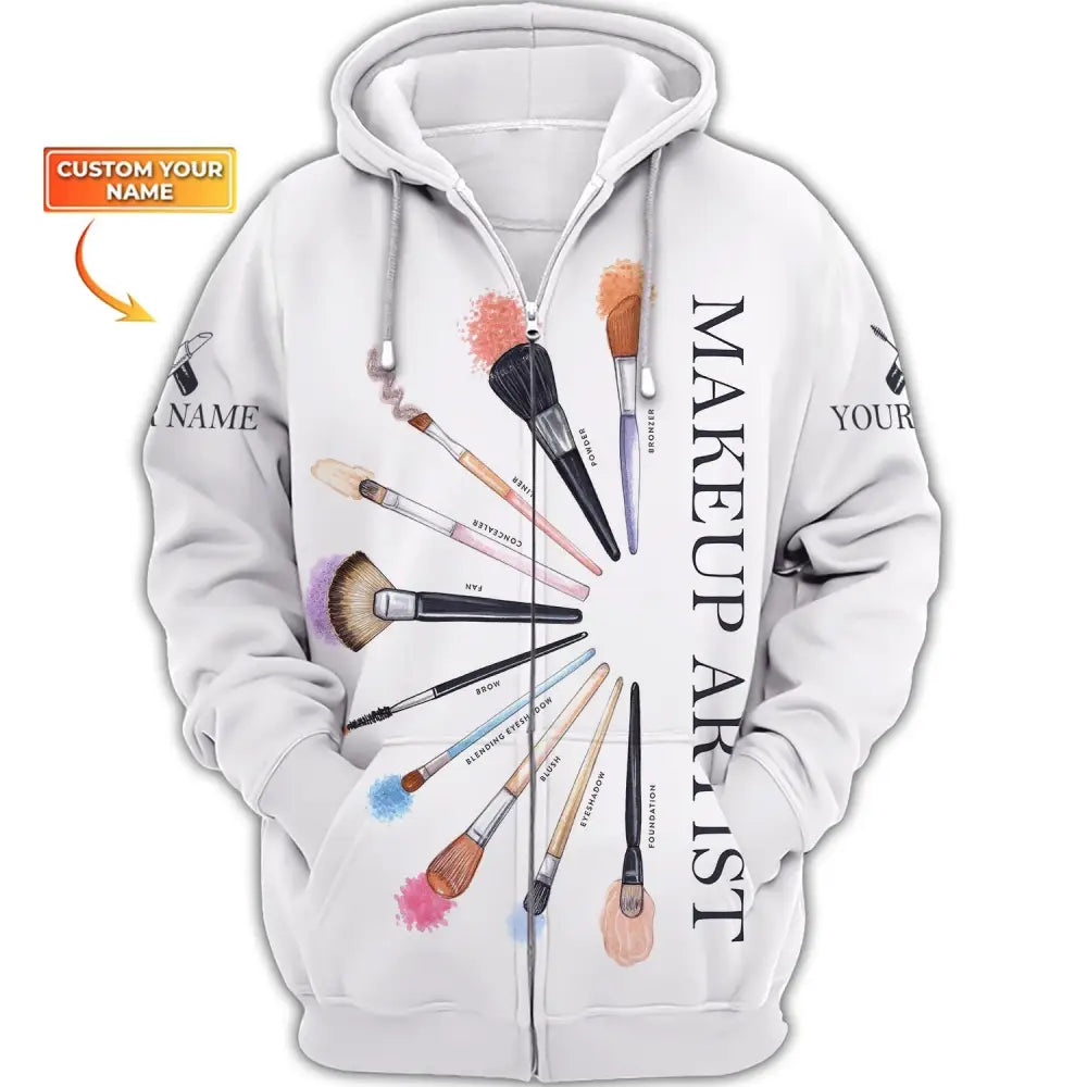 Women Shirt Makeup Artist Hoodie Sportwear Zipper / S T-Shirt