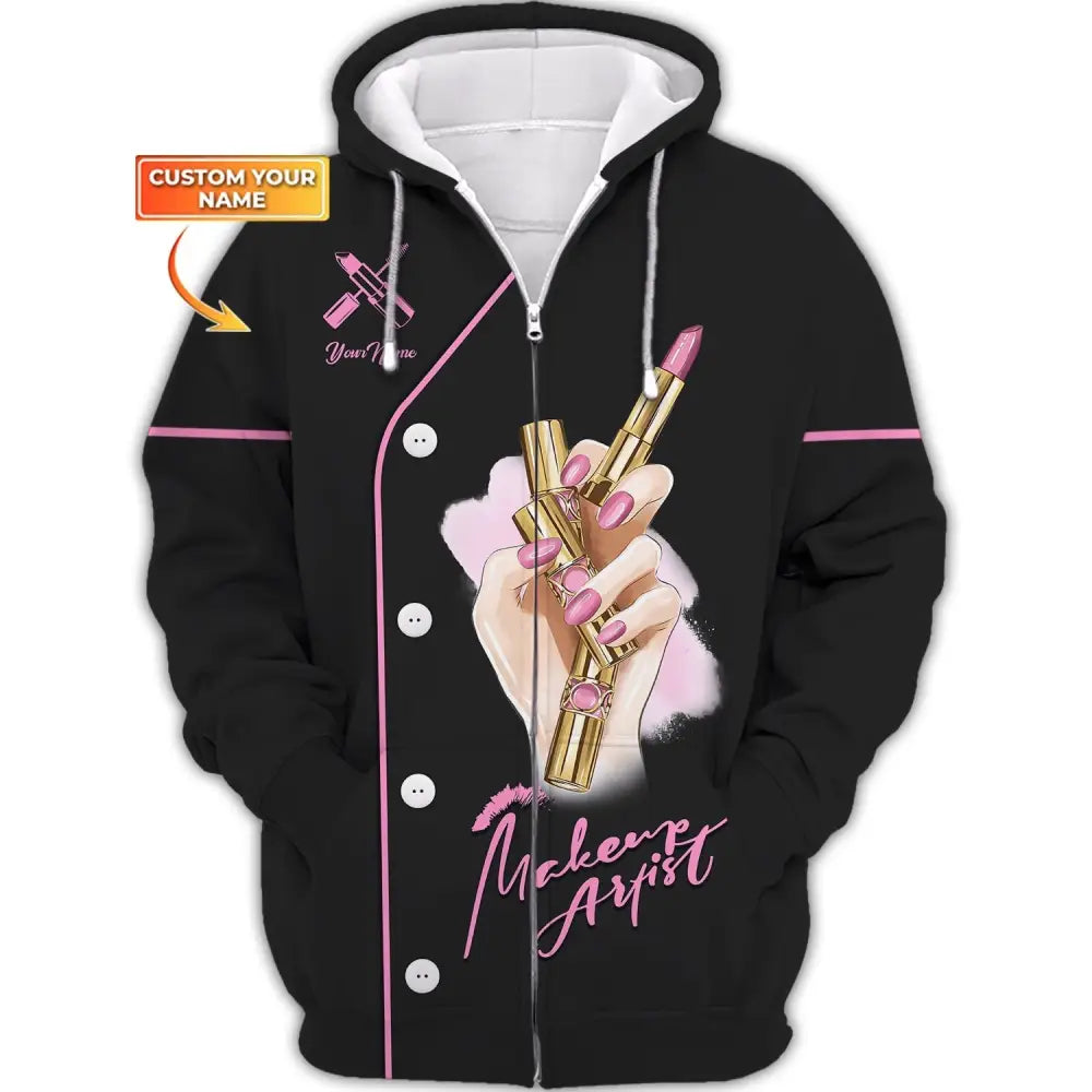 Women Shirt Makeup Artist Hoodie Sportwear Zipper / S T-Shirt