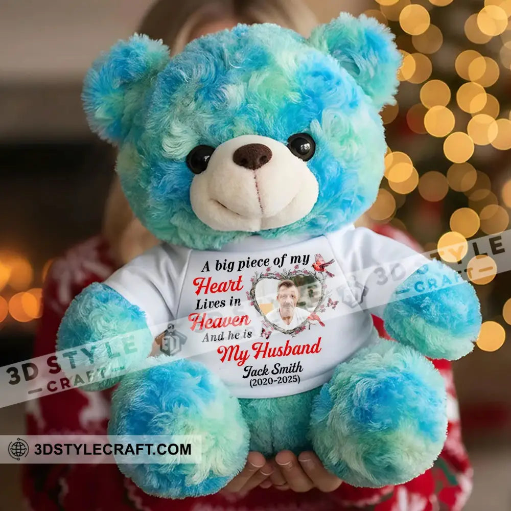 A Big Piece Of My Heart Lives In Heaven Bear Personalized Teddy Bear Shirt Blue / 9’’ / No Graduate Teddy Bear Shirt