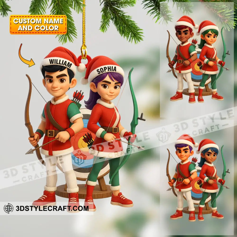 Archery Couple Christmas Home Decor Christmas Ornament Personalized Ornament 3.54’’ / 1 Ornament Ornament