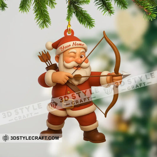 Archery Santa Christmas, Home Decor, Christmas Ornament, Personalized Ornament style option 1