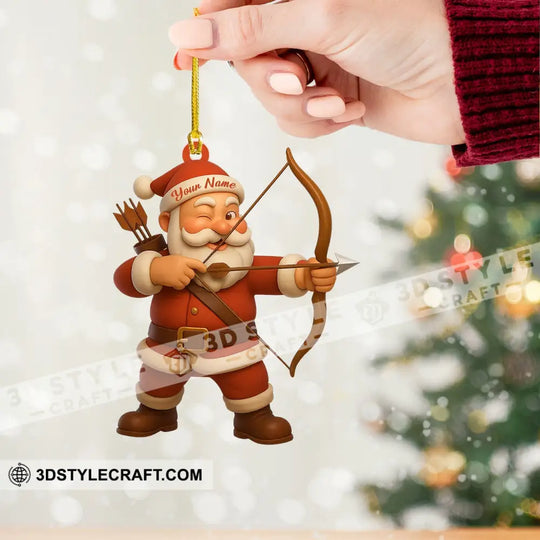 Archery Santa Christmas, Home Decor, Christmas Ornament, Personalized Ornament style option 2