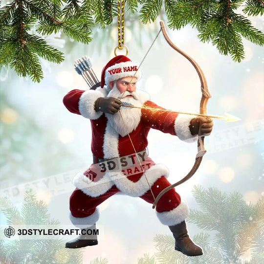 Archery Santa, Home Decor, Christmas Ornament, Personalized Ornament style option 2