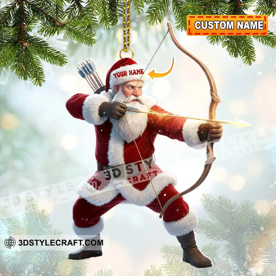 Archery Santa, Home Decor, Christmas Ornament, Personalized Ornament style option 1