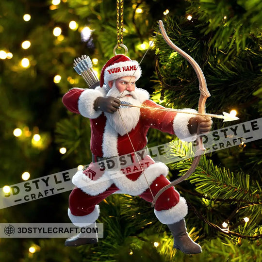 Archery Santa, Home Decor, Christmas Ornament, Personalized Ornament style option 3