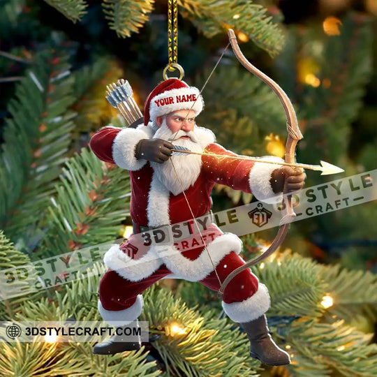 Archery Santa, Home Decor, Christmas Ornament, Personalized Ornament style option 4