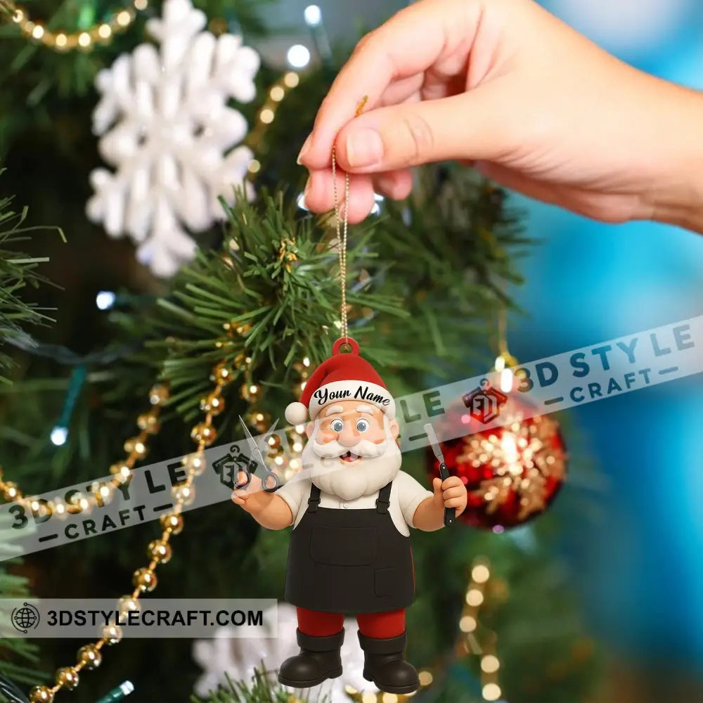 Barber Santa Home Decor Christmas Ornament Personalized Ornament 3.54’’ / 1 Ornament Ornament