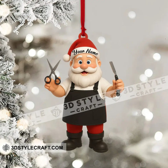 Barber Santa Home Decor, Christmas Ornament, Personalized Ornament style option 4