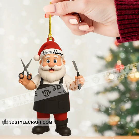 Barber Santa Home Decor, Christmas Ornament, Personalized Ornament style option 2
