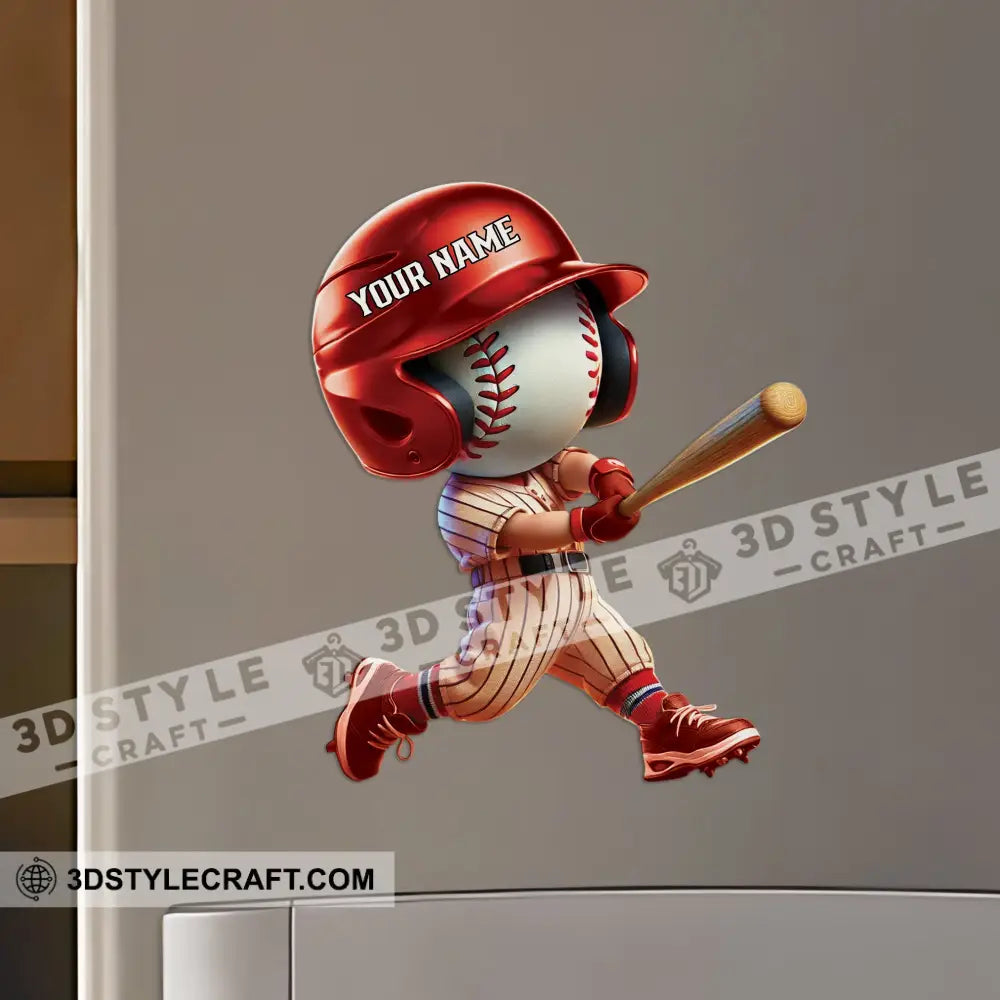 Baseball Custom Color And Name - Personalized Fridge Magnet