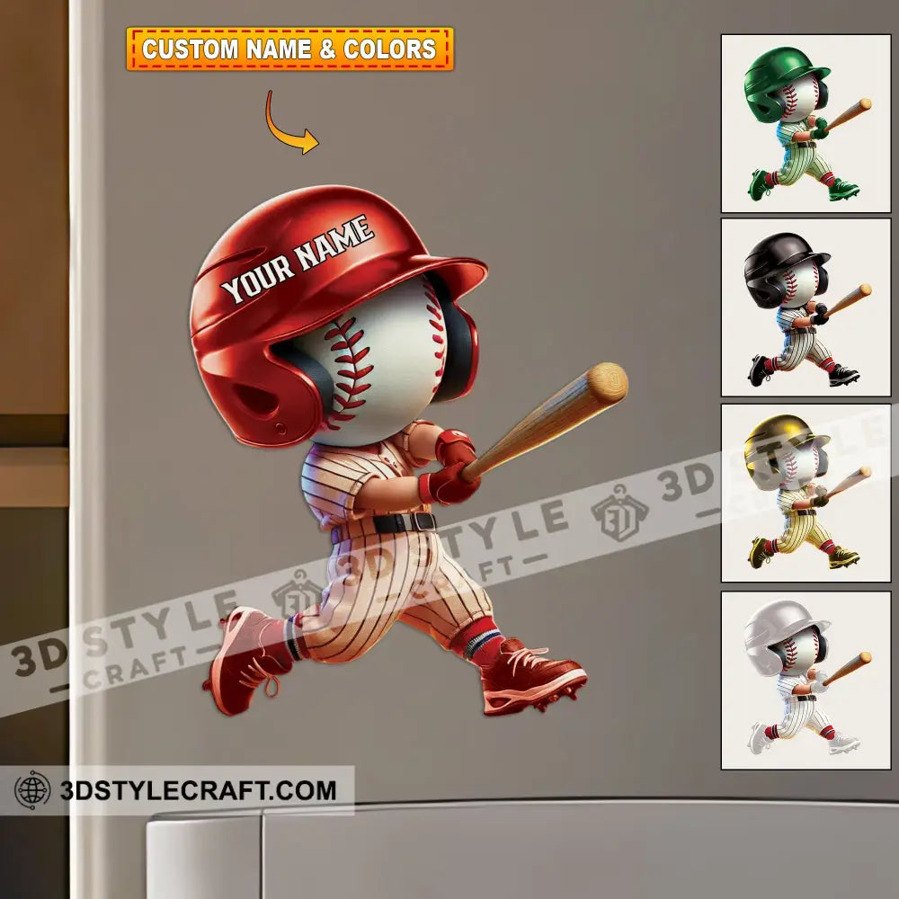 Baseball Custom Color And Name - Personalized Fridge Magnet 3.54’’ / 1 Piece