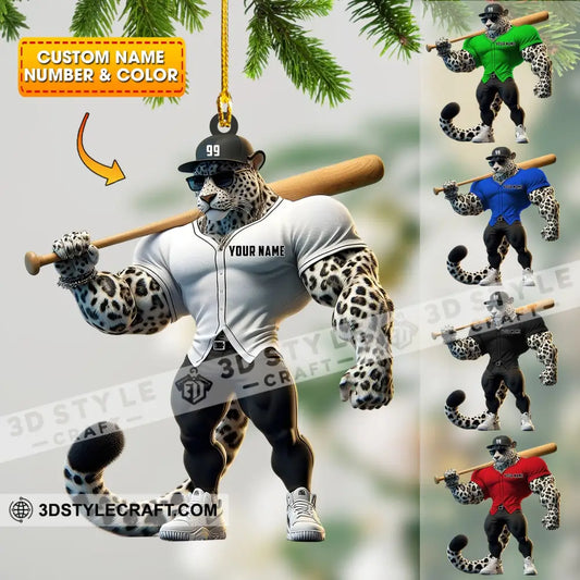 Baseball Leopard Christmas Ornament Personalized 3.54’’ / 1