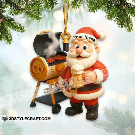 BBQ Santa Home Decor, Christmas Ornament, Personalized Ornament style option 4