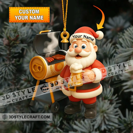 BBQ Santa Home Decor, Christmas Ornament, Personalized Ornament style option 1