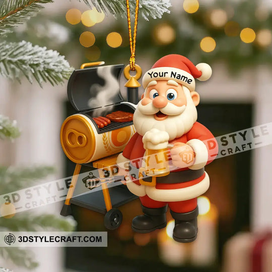 BBQ Santa Home Decor, Christmas Ornament, Personalized Ornament style option 3