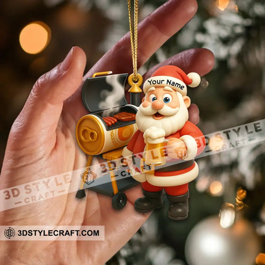 BBQ Santa Home Decor, Christmas Ornament, Personalized Ornament style option 2