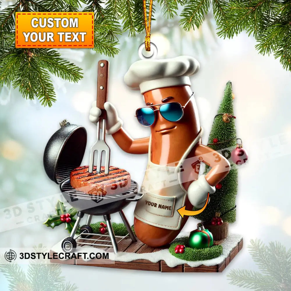 Bbq Sausage Christmas Ornament Personalized 3.54’’ / 1