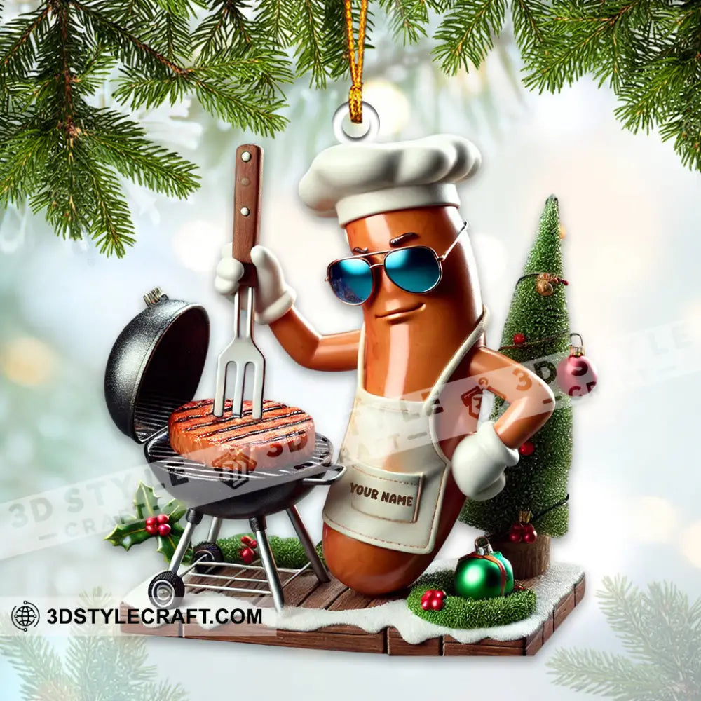 Bbq Sausage Christmas Ornament Personalized