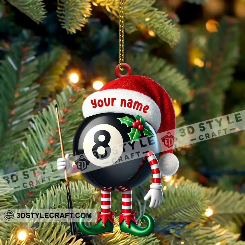 Billiard Santa Ball Christmas Ornament Personalized