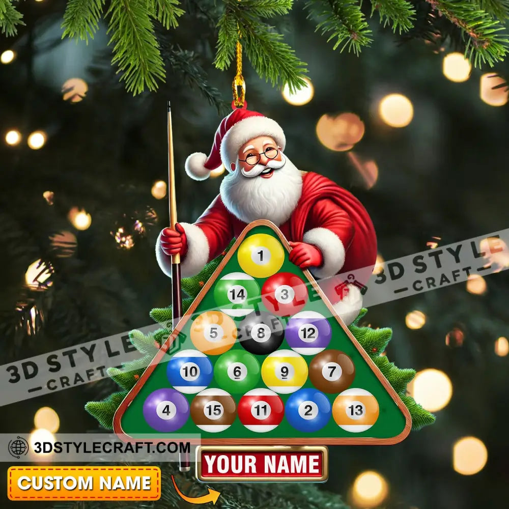 Pool Table Santa Christmas Ornament Personalized 3.54’’ / 1