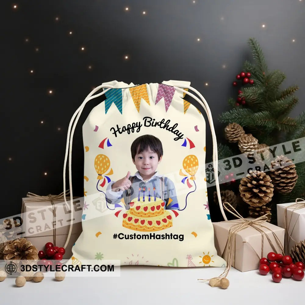 Birthday Gift Custom Photo And Text Personalized String Bag