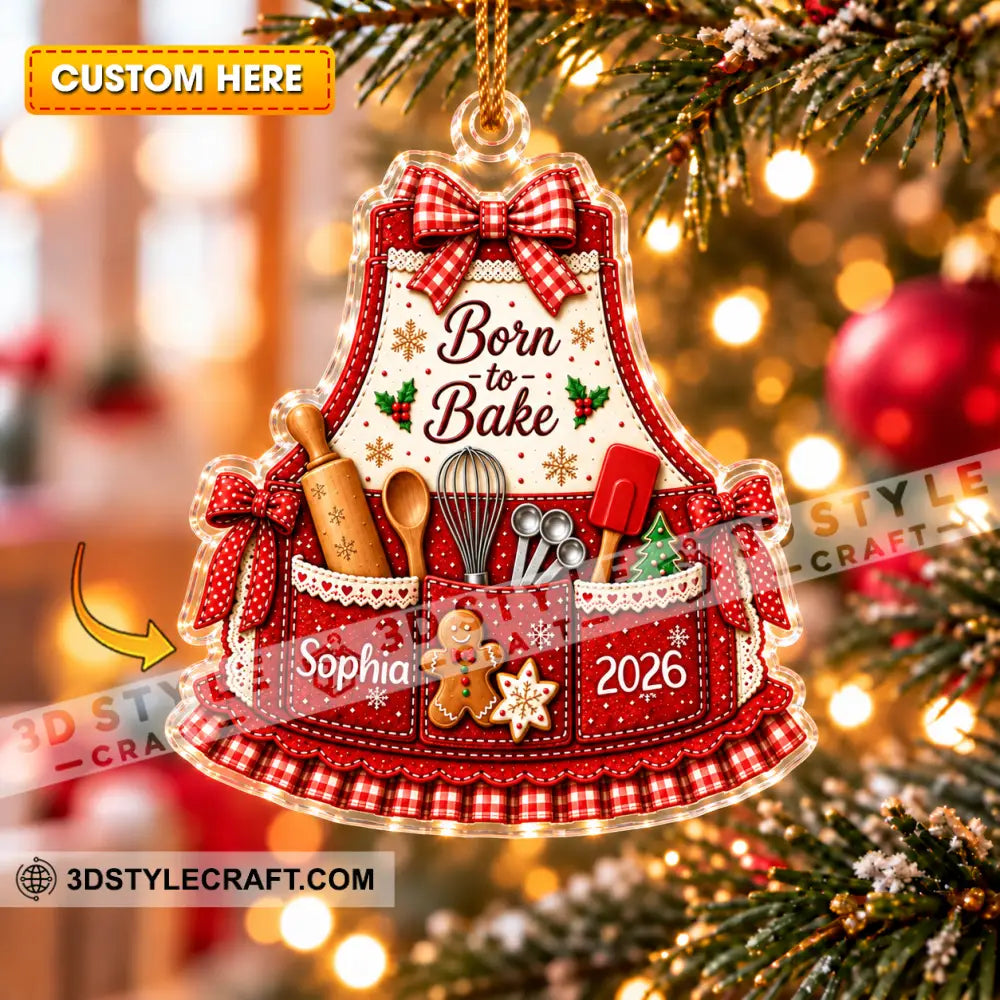 Born To Bake Home Decor Christmas Ornament Personalized Ornament - 3.54’’ / 1 Ornament - Ornament