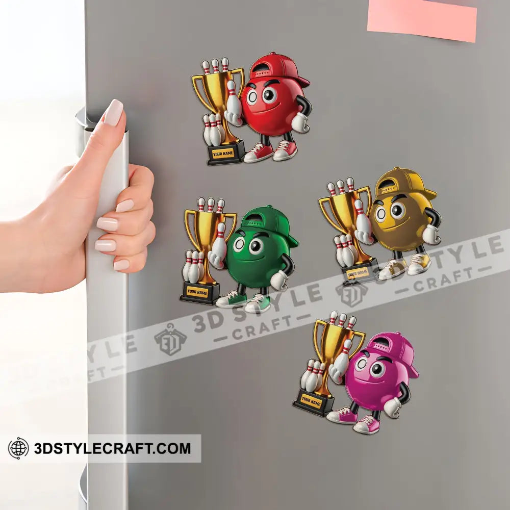 Bowling Champion Custom Color And Name - Personalized Fridge Magnet