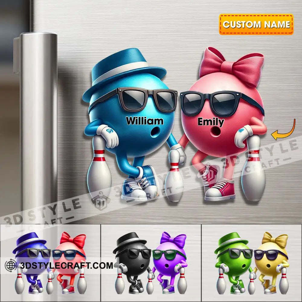 Bowling Couple Fridge Magnet - Personalized 3.54’’ / 1 Piece