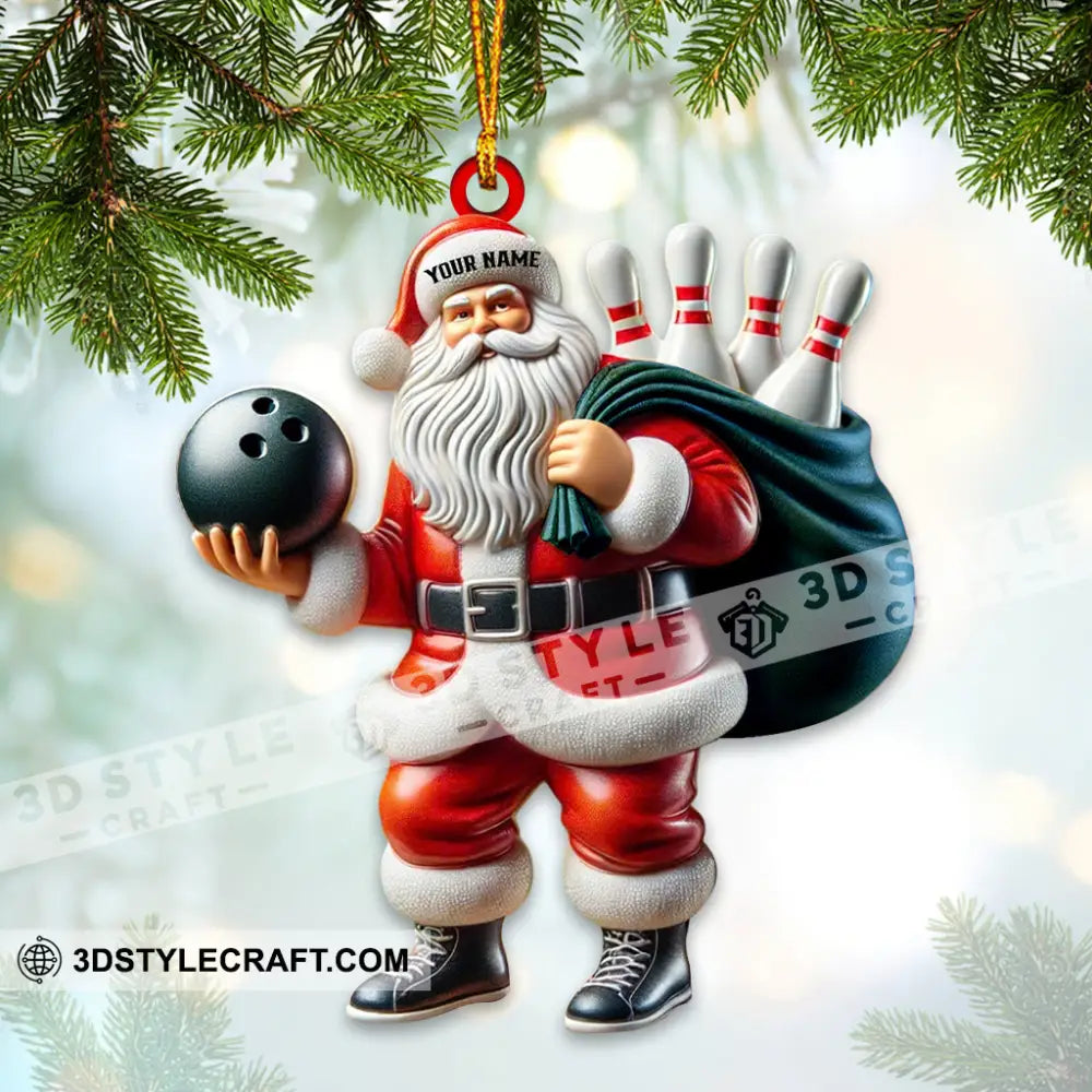 Bowling Santa Christmas Home Decor Ornament Personalized