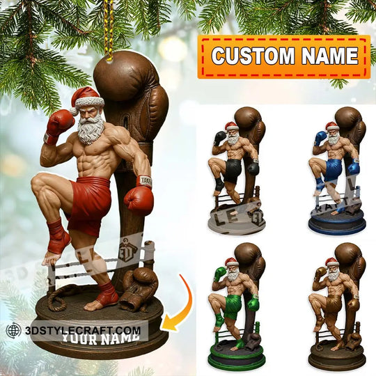 Boxing Santa Home Decor, Christmas Ornament, Personalized Ornament style option 1