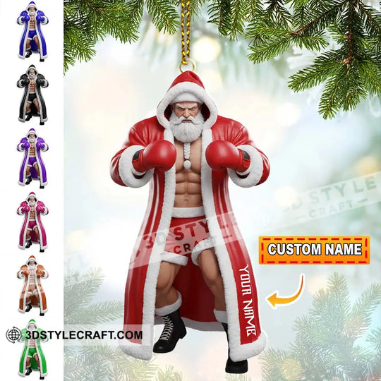 Boxing Santa, Home Decor, Christmas Ornament, Personalized Ornament style option 1