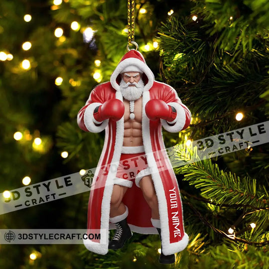 Boxing Santa, Home Decor, Christmas Ornament, Personalized Ornament style option 3
