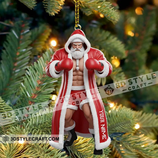 Boxing Santa, Home Decor, Christmas Ornament, Personalized Ornament style option 4