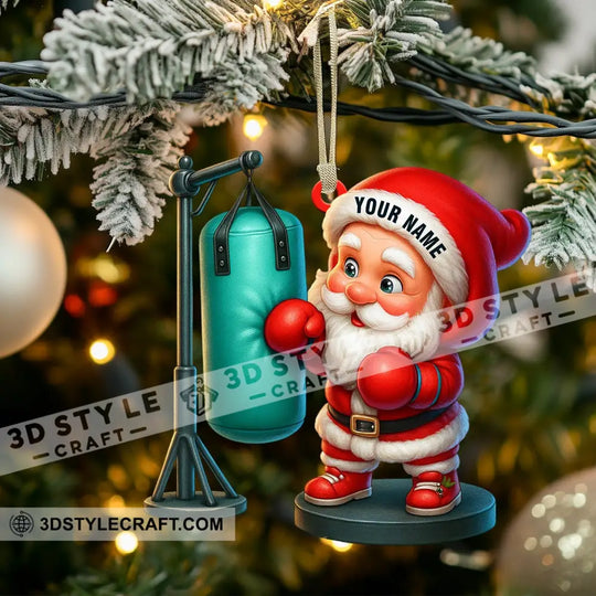 Boxing Santa Home Decor, Christmas Ornament, Personalized Ornament style option 3