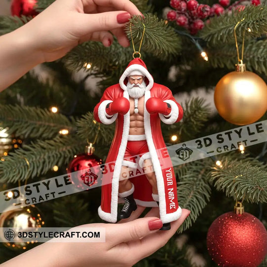 Boxing Santa, Home Decor, Christmas Ornament, Personalized Ornament style option 2