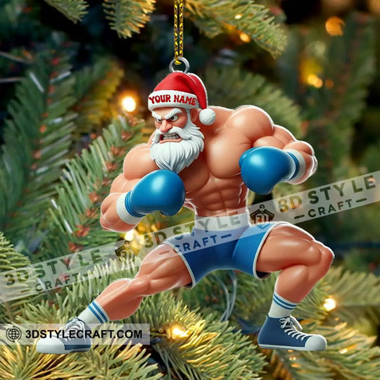 Boxing Santa, Home Decor, Christmas Ornament, Personalized Ornament style option 4