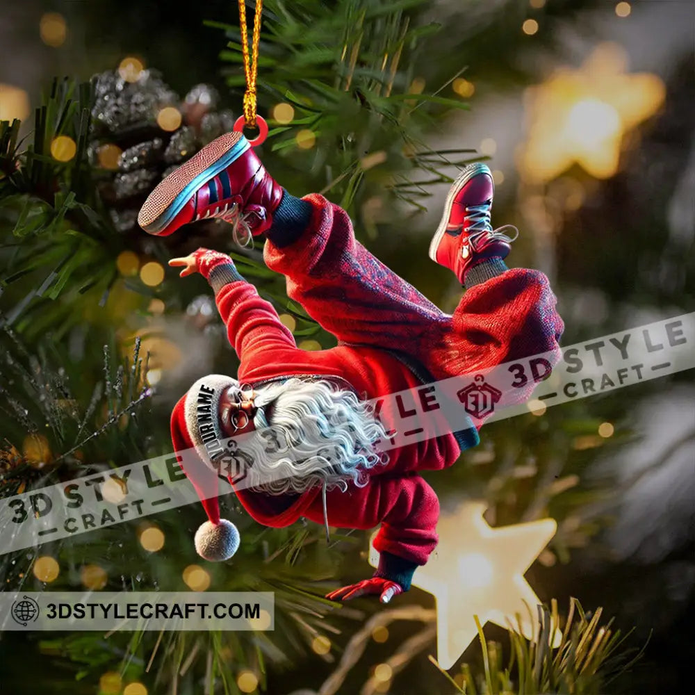Break Dance Santa Home Decor Christmas Ornament Personalized