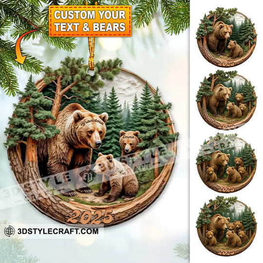 Brown Bears Christmas, Home Decor, Christmas Ornament, Personalized Ornament style option 1