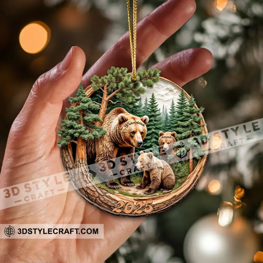 Brown Bears Christmas, Home Decor, Christmas Ornament, Personalized Ornament style option 2
