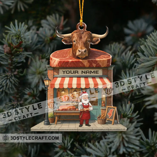 Butcher Santa, Home Decor, Christmas Ornament, Personalized Ornament style option 3