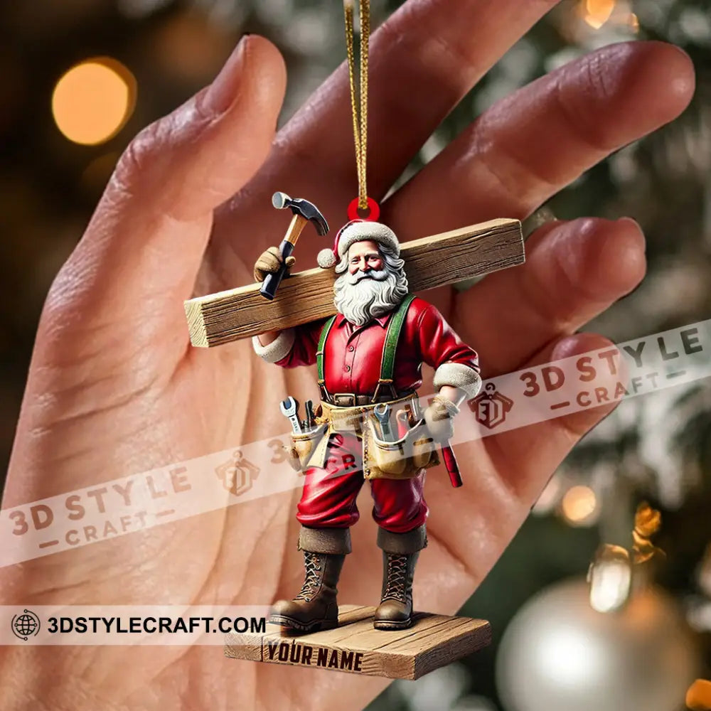 Carpenter Santa Christmas Ornament Personalized