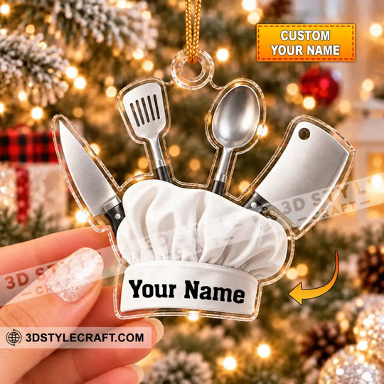 Chef Home Decor, Christmas Ornament, Personalized Ornament style option 1