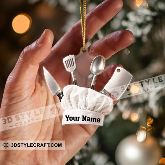 Chef Home Decor, Christmas Ornament, Personalized Ornament style option 3