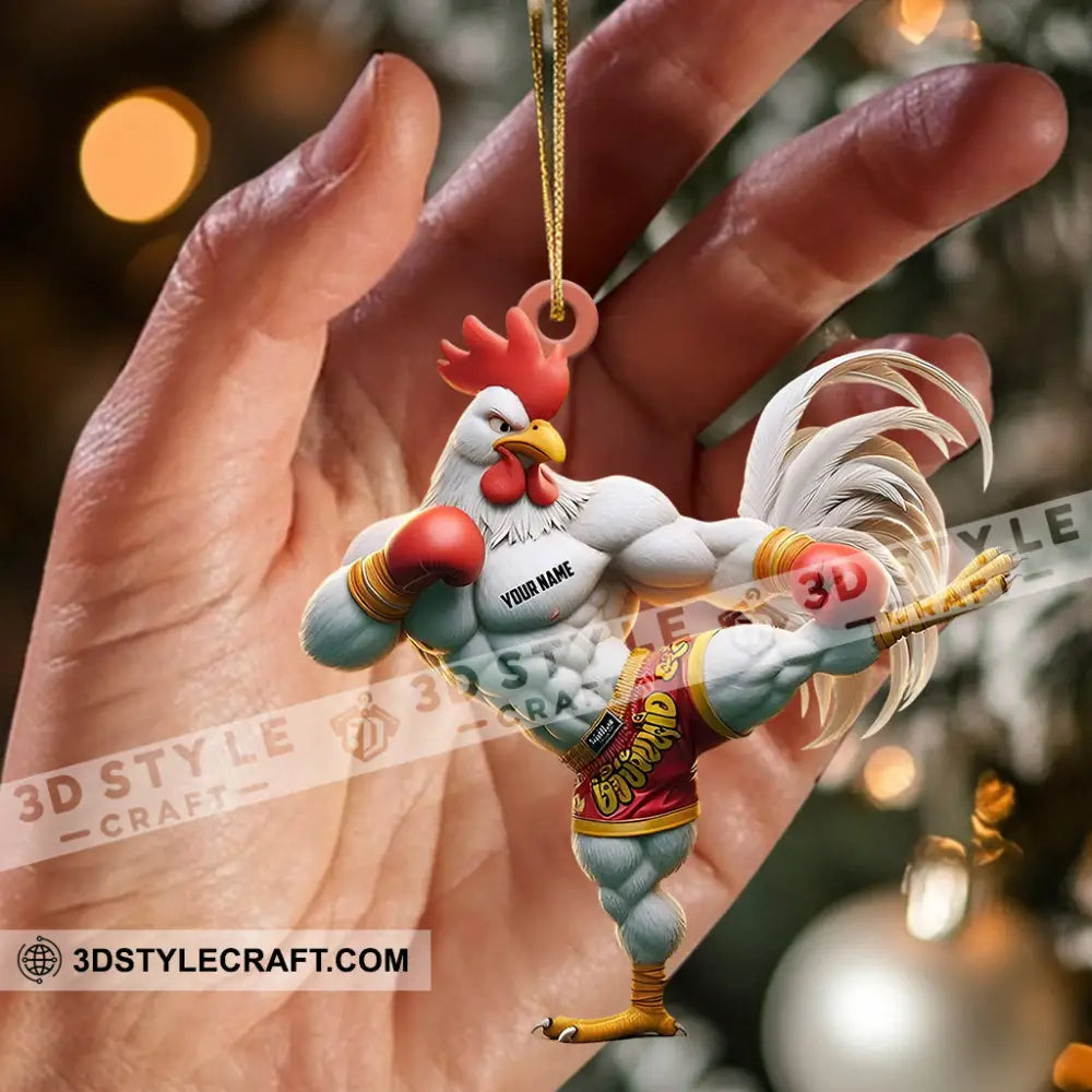 Chicken Muay Thai Christmas Ornament Personalized