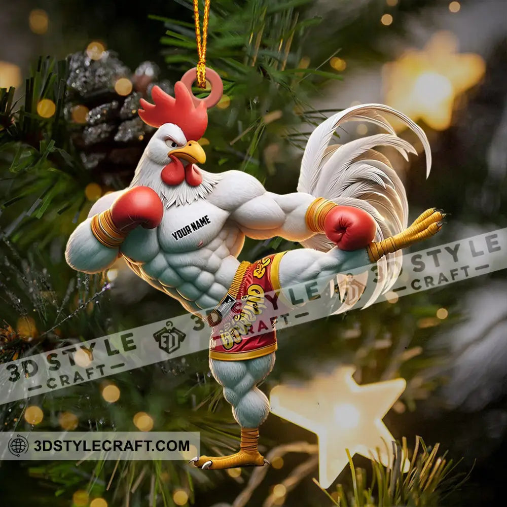 Chicken Muay Thai Christmas Ornament Personalized