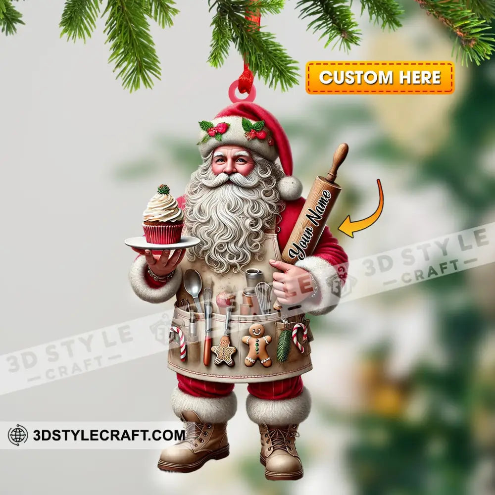 Christmas Baker Santa Ornament Personalized 3.54’’ / 1