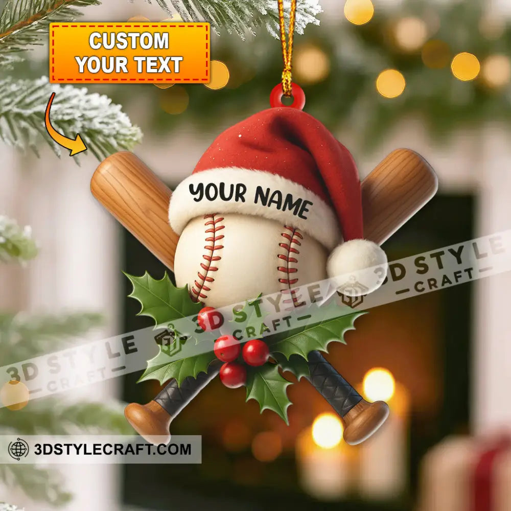 Christmas Baseball Lover Home Decor Christmas Ornament Personalized Ornament 3.54’’ / 1 Ornament Ornament