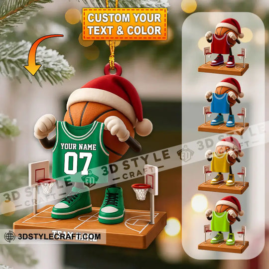 Christmas Basketball Home Decor, Christmas Ornament, Personalized Ornament style option 1